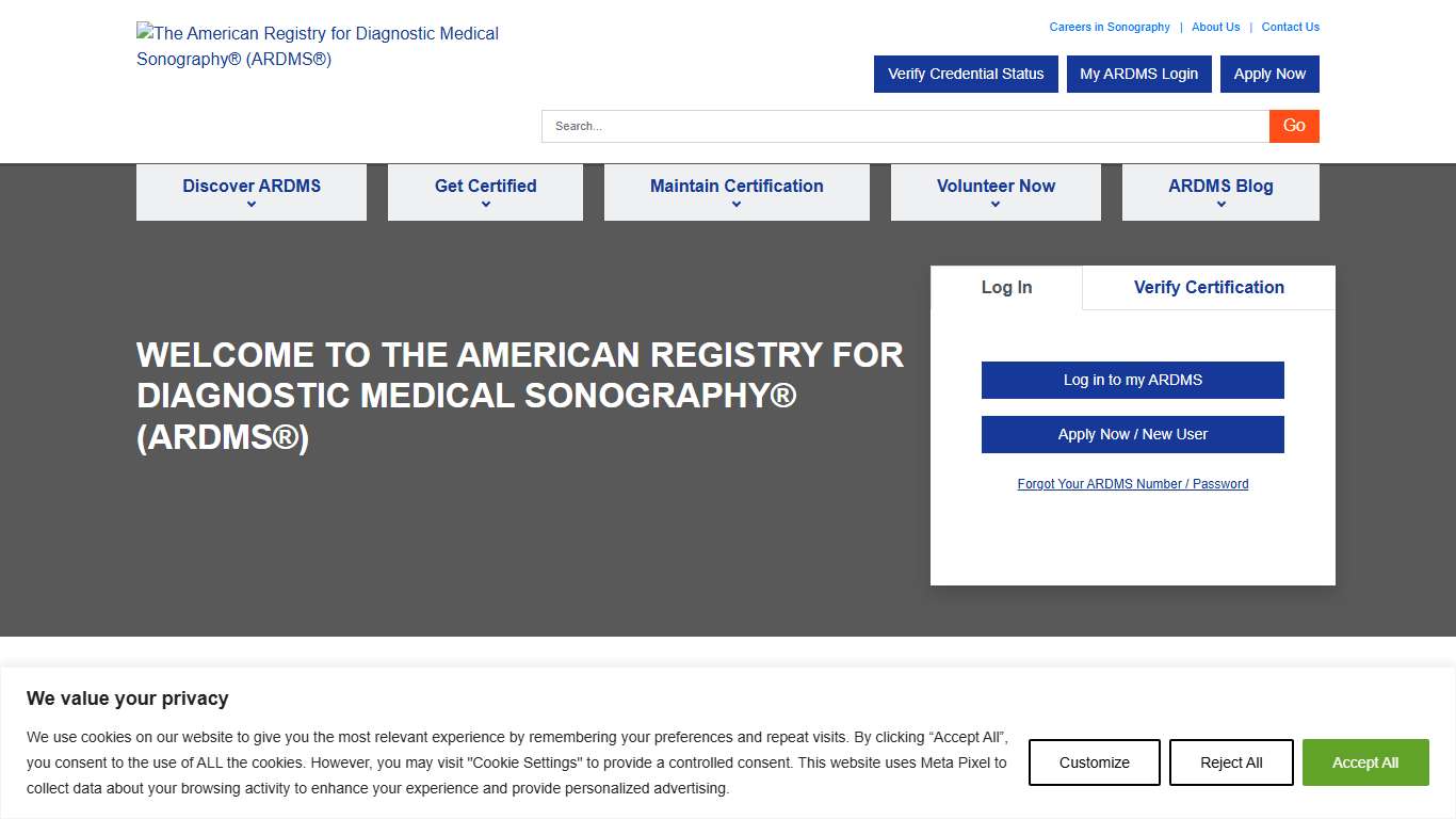ARDMS American Registry for Diagnostic Medical Sonography